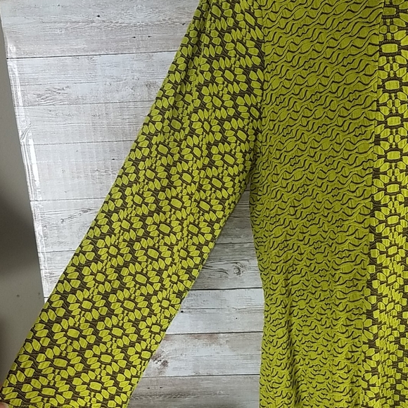 NWT, Peck and Peck Top, Chartreuse Boho Tunic or Dress Asymetrical Argyle, Sz L - Picture 8 of 11